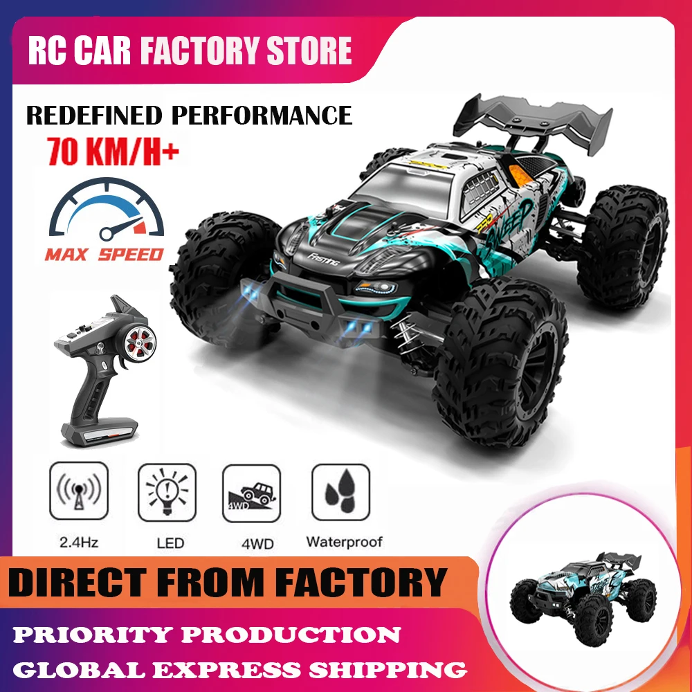 1:16 70KM/H 4WD RC Car With Led Lights 2.4G Radio High Speed Brushless Motor - £124.51 GBP+