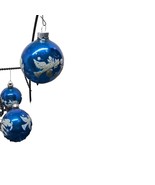 Vintage Poland Flocked Glitter Doves Blue Glass Christmas Ornaments Ball... - €25,79 EUR