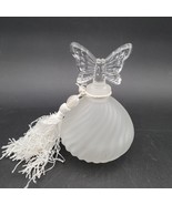 Vintage Silvestri Swirl Frosted Glass Perfume Bottle Butterfly Topper w/... - $471.03 MXN