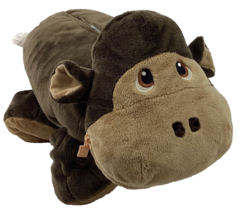 Hippopotamus Plush Stuffed Animal Brown Hidden Pockets 20&quot; Soft Floppy S... - $14.36