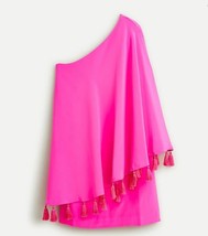 New J Crew Women Sweet Pink Tassel Drape One Shoulder Silk Dress Sz 00 0 - £72.15 GBP