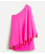 New J Crew Women Sweet Pink Tassel Drape One Shoulder Silk Dress Sz 00 0 - £72.10 GBP