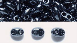 Gunmetal Czech Glass Twin Hole Beads, superduo 5 mm x 2.5 mm, 50 gram gray - £6.46 GBP