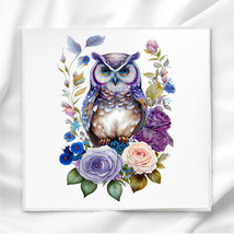Floral Owl Quilt Block Image Printed on Fabric Square OWL74962 - $3.82+