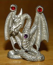 Vintage Signed and dated Greg Neeley Pewter Dragon  with rhinestones - $14.99
