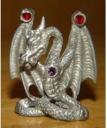 Vintage Signed and dated Greg Neeley Pewter Dragon  with rhinestones - $279.69 MXN