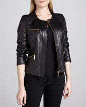 HOT Women Genuine Lambskin Real Leather Motorcycle Slim fit Biker Jacket - FD - £87.90 GBP