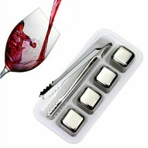 4Pcs Stainless Steel Ice Cubes Reusable Chilling Stones For Whiskey Wine Us - £14.05 GBP