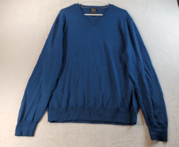 JoS.A.BANK Sweater Mens Large Blue 100% Merino Wool Long Raglan Sleeve V... - $13.08