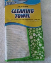 KITCHEN CLOTHS 5-pc SET Green Bubbles design Microfiber Towels Scrub Sponge NEW image 3
