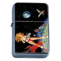 Silver Flip Top Oil Lighter Vintage Poster D 66 Sexy Sci-Fi Space Movie Poster - £11.86 GBP