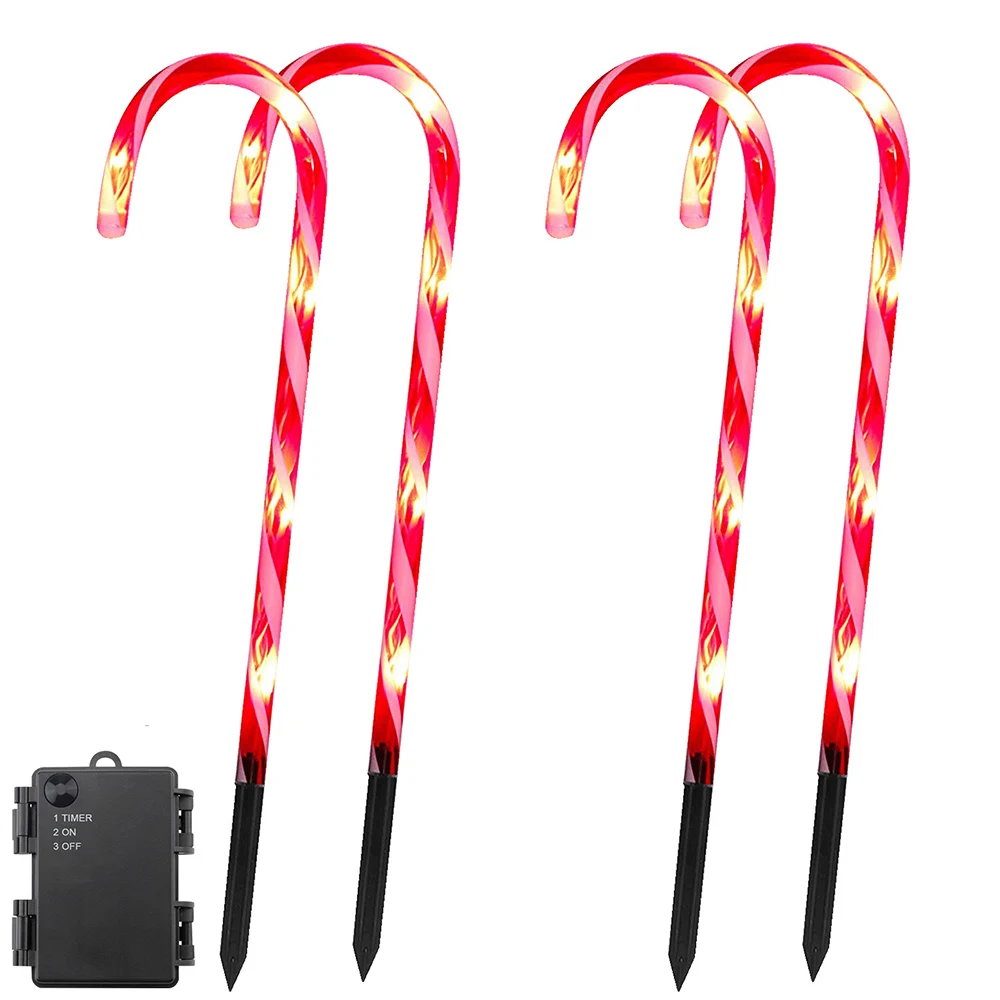 Christmas Candy Cane Lights Battery Powered Outdoors Waterproof Pathway Marker L - £66.92 GBP