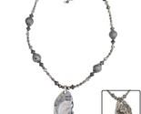 Natural Chalcedony Rock Necklace Gray Druzy Geode Bead Quartz Agate Ston... - $34.60