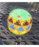 Crochet Hacky Sack Ball Vintage 90s Red Green Yellow Black Tribal Designs - £6.60 GBP