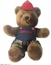Craftsman Bear Plush 13&quot; Denim Overalls Cetco Intl Stuffed Animal Toy - $9.00