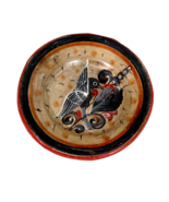 Mexican Folk Art Pottery Plate Vintage Hand Painted Bird Wall Hanging 6.75” - £10.84 GBP