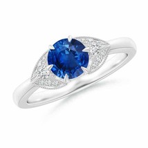 ANGARA Aeon Vintage Inspired Sapphire and Diamond Three Stone Engagement Ring - £1,800.08 GBP