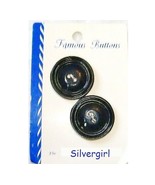 Set of 2 Vintage Carded Navy Blue Plastic Buttons - £2.41 GBP