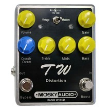 MOSKY TW Distortion Guitar Effect Pedal 3 Band EQ Metal Boost Crunch Pedal - £51.79 GBP