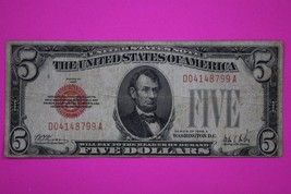 1928 A $5 Five Dollars United States Note Red Seal Guaranteed Authentic Bill 81 - $29.99
