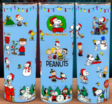 Snoopy Christmas Holiday Collage Tumbler Cup - £15.68 GBP