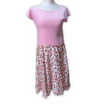 California Costume Collection 50s sweetheart cherry print pink dress size small - £21.42 GBP
