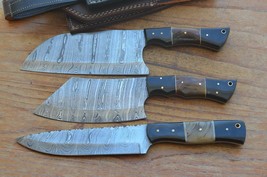 damascus hand forged knife and fork BBQ hunting set From The Eagle Colle... - $108.89