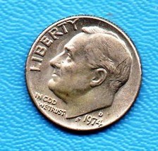 1974 D Roosevelt Dime - Moderate Wear - £4.66 GBP