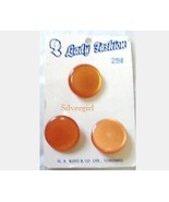 Set of 3 Vintage Pumpkin Orange Plastic Shimmery Round Buttons - £3.21 GBP