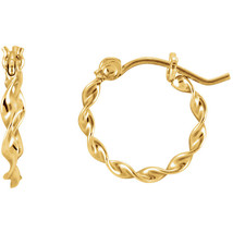 14K Yellow Gold Twisted Tube Hoop Earrings - £142.36 GBP+