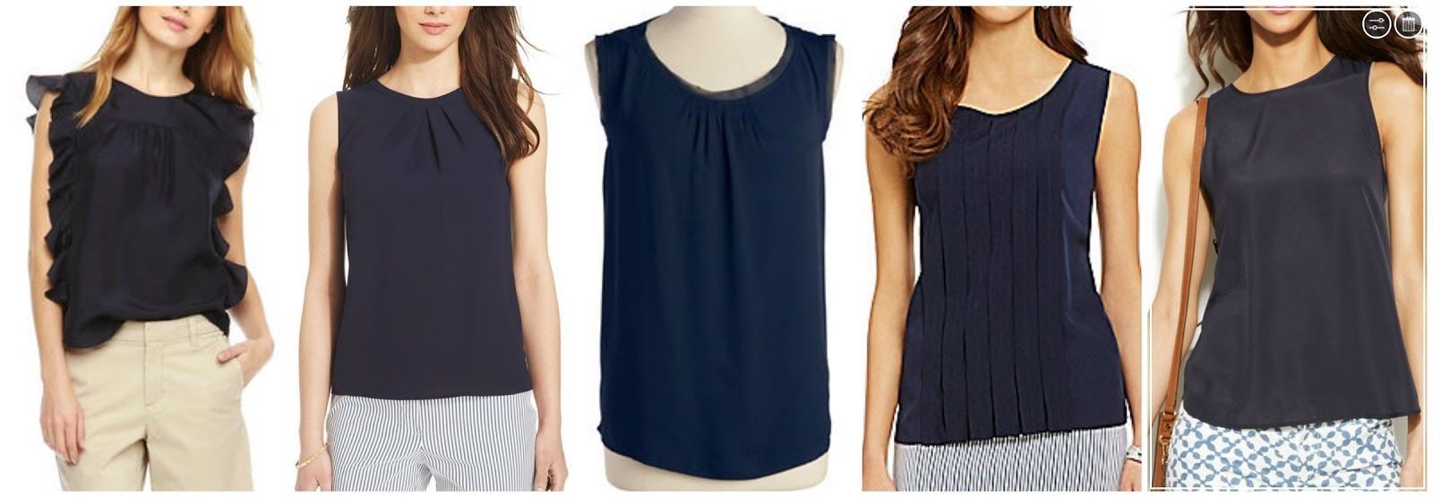 Nine West New Womens Navy Sleeveless Pleated Neck Top   XL   $59 - $19.79
