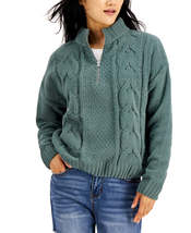 Hooked Up by IoT Juniors Chenille Cable-Knit Sweater – Green, Size Large - £15.62 GBP