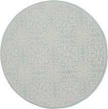 5&#39; Aqua Round Floral Power Loom Area Rug - $165.28