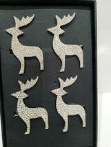 Rachel Zoe Christmas Reindeer Rhinestone Napkin Rings Home Decor Set of ... - $29.69