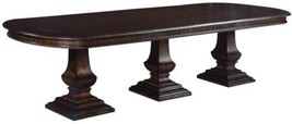 Pastry Table Tuscan Italian Triple Pedestal Solid Wood Oval Dark Rustic Pecan - £4,934.06 GBP