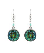 Round New Age Spiritual Astrology Zodiac Wheel Graphic Metal Dangle Earr... - $277.41 MXN