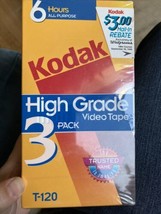 New Sealed Kodak VHS Video Cassette Tapes T-120 Blank High Standard 3 Pack  - $27.10