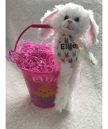 Personalized Easter Bunny Plush in Personalized Pail with Grass - £20.48 GBP