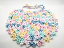 New Handmade Crotchet Baby Bib Back Tie Cotton One Size Pastel Unisex Multicolor - £9.10 GBP
