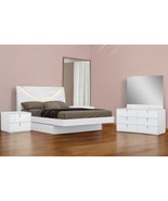 Four Piece White Solid and Manufactured Wood Bedroom Set With Mirror - $7,904.57 CAD