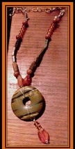 Necklace-Pendant - Tiger Eye, Carnelian, Goldstone and Agate - Affordable - $468.36 MXN