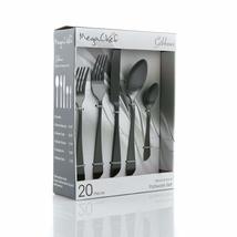 MegaChef Gibbous 20 Piece Flatware Utensil Set, Stainless Steel Silverwa... - £23.21 GBP