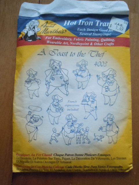 Aunt Martha&#39;s Hot Iron Transfer A Toast to the Chef Transfers Never Used - $3.99