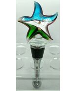 Blue Gray Green Glass Star Wine Stopper Cork 4.5" - $13.86