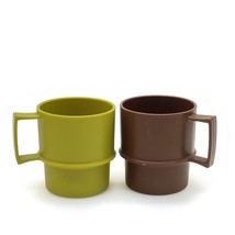 Tupperware Play Food Tupperware Toys Mini Coffee Stackable Mug Cup Brown & Green - $9.70