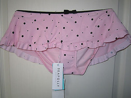 Seafolly Boudoir 48102 Sexy Polka-Dots Skirted Bottom Swimwear Pastel-Pink 8 - £10.91 GBP
