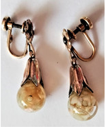 Deco 1/20-12K Floating Opal Gold Filled Screw Back Earrings Tulip Dome V... - $129.95