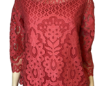 Rafaella Pink Lace Overlay 3/4 Sleeve Top Size M - $14.24