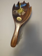Vintage Mid Century Monkey Pod Spoon Set Of 3 Aloha Hawaii Never Used - £11.70 GBP