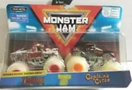 SPIN MASTER MONSTER JAM 1/64 2PACK DOUBLE DOWN SHDWN ZOMBIE &amp; CAPTAINS C... - £20.53 GBP